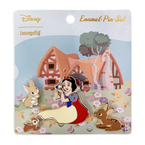 Snow White And Animals 4 Piece Pin Set- on packaging