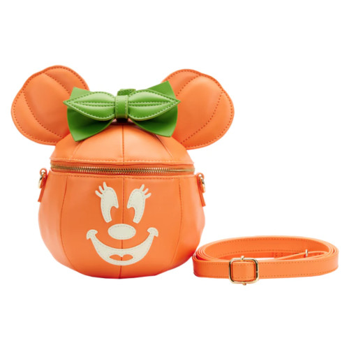 Minnie Mouse Pumpkin Figural Glow In The Dark Crossbody Bag- front view