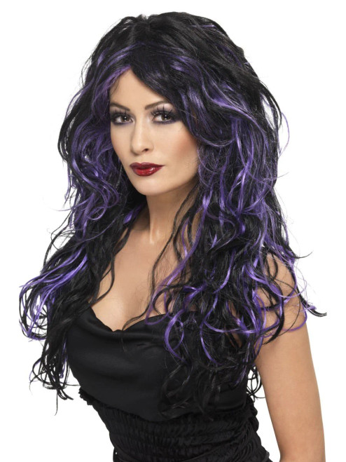 Black & Purple Gothic Bride Wig