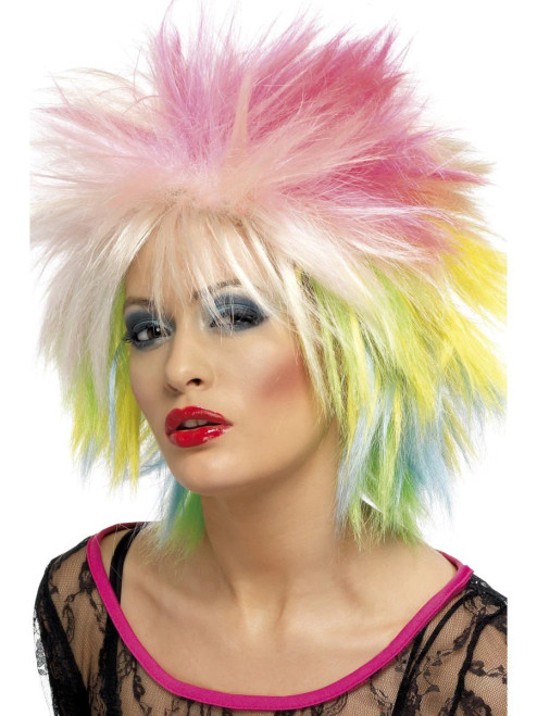 Multi-Colored 80s Attitude Wig- side view