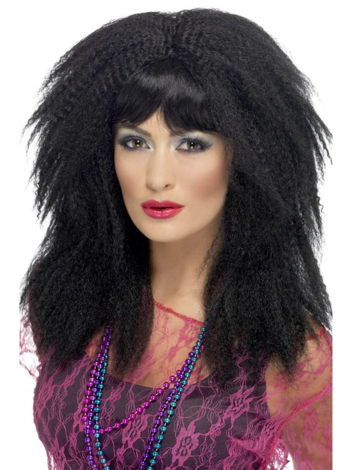 Black 80s Trademark Crimp Wig