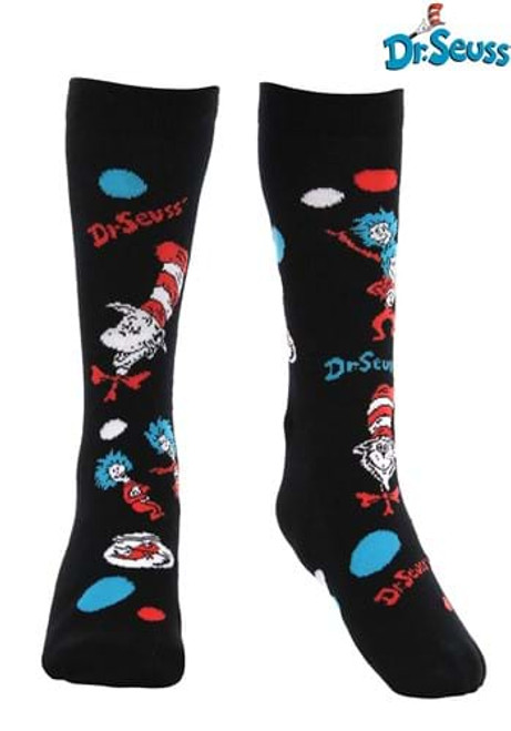 Dr. Seuss- The Cat in The Hat Kids Pattern Socks- worn by model