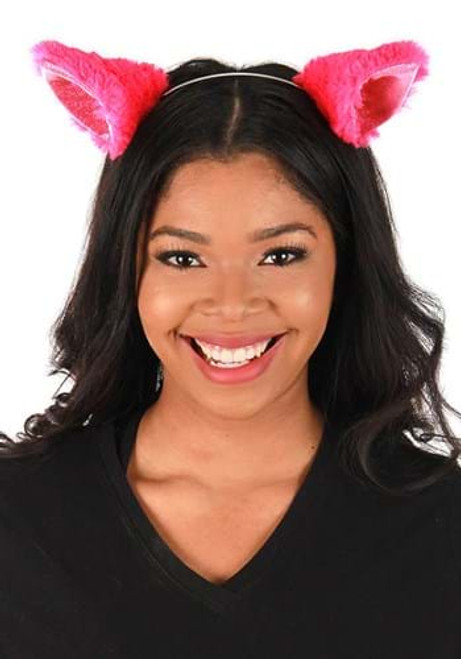 Magenta Anime Cat Ears Headband- worn by adult model Magenta Anime Cat Ears Headband- worn by adult model