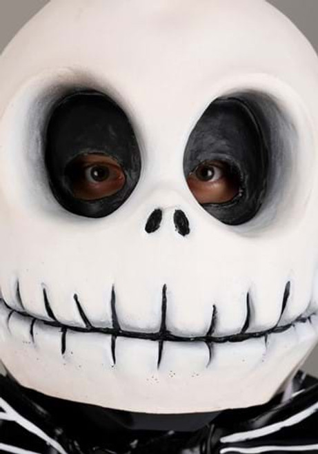 Nightmare Before Christmas- Jack Skellington Latex Mask- worn by model up close