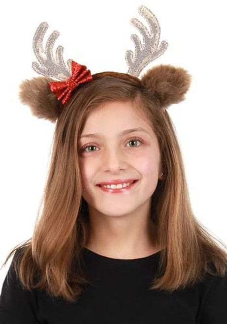 Reindeer Glitter Bow Headband- worn by child model