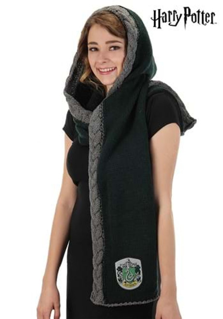 Harry Potter- Slytherin Knit Hood- worn by model