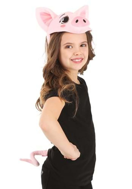 Pig Plush Headband & Tail Kit- worn by girl model