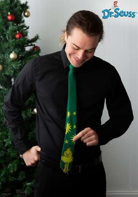 Dr. Seuss- The Grinch Character Necktie- worn by model