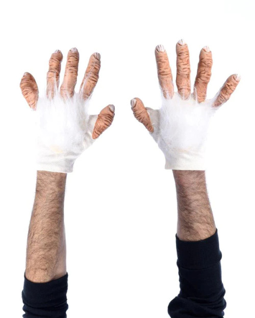 Albino Gorilla/ Yeti Gloves- both hands top view