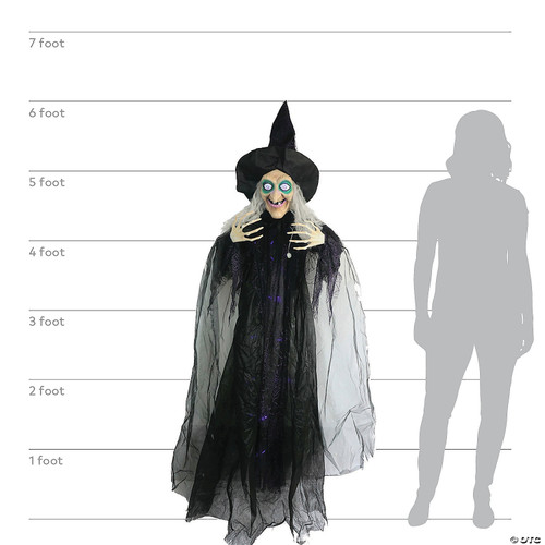 72" Animated Hanging Witch- size comparison