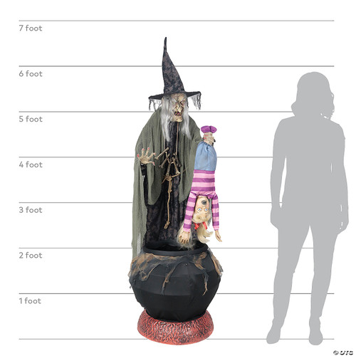 80" Stew Brewing Witch Animated Prop- size comparison