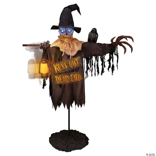 78-Inch Animated Scarecrow w/ Lantern and Sign