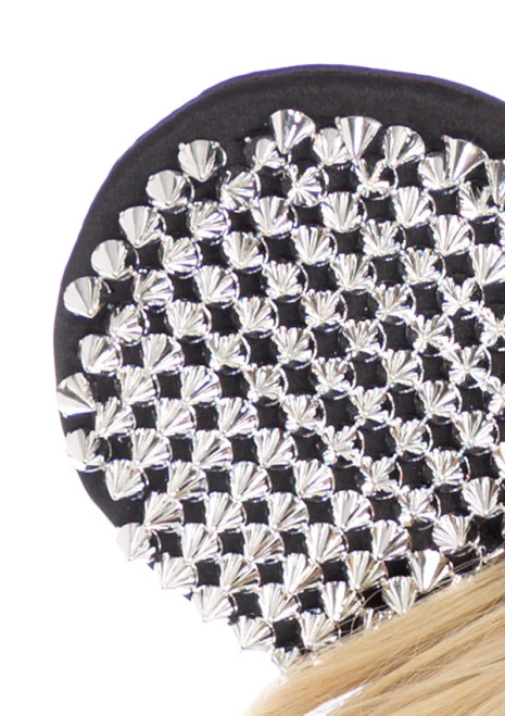Metallic Studded Mouse Ears Headband- up close