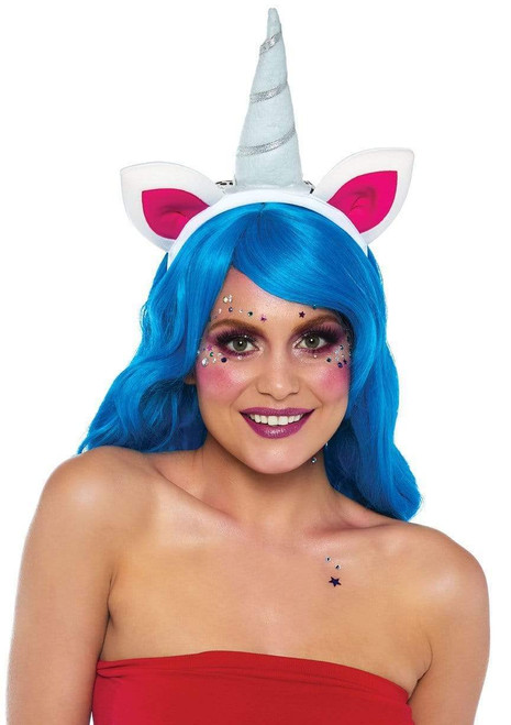 Magical Unicorn Headband with Rainbow Wig Mane- front view