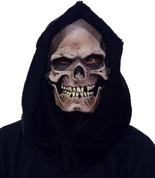 Grim Reaper Plush Hood Skull Mask- front view