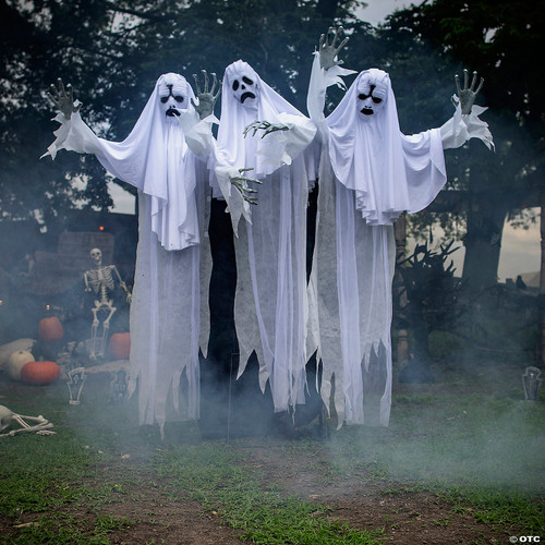Animated Haunting Ghost Trio- displayed in yard