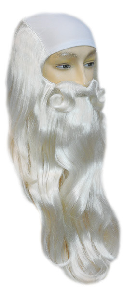 Father Time/ Merlin Bald White Wig- angled view