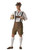 Authentic, deluxe ultra-suede lederhosen with lacing detail and vinyl suspenders, pullover shirt with lace-up collar and jacquard trim, matching hat with feather plus knee socks. Beer stein not included. 
