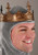 King Arthur Crown & Hood- worn by model up close