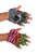 Neon Rainbow Tiger Fingerless Paw Gloves- worn by model up close