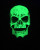 UV Green Glowing Skull Mask- front view glowing