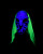 Bone Snapper UV Skull Mask- front view glowing
