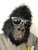 Deluxe Gorilla Mask- front view, wearing sunglasses
