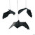 Black vinyl bat on an elastic string with suction cup.  6 1/2" x 13"