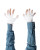 Albino Gorilla/ Yeti Gloves- top view with long sleeve shirt