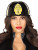 Black Fire Chief Hat- front view, worn by model
