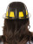 Black Fire Chief Hat- back view, worn by model