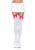 Kay Opaque Thigh Highs with Bows- white/red