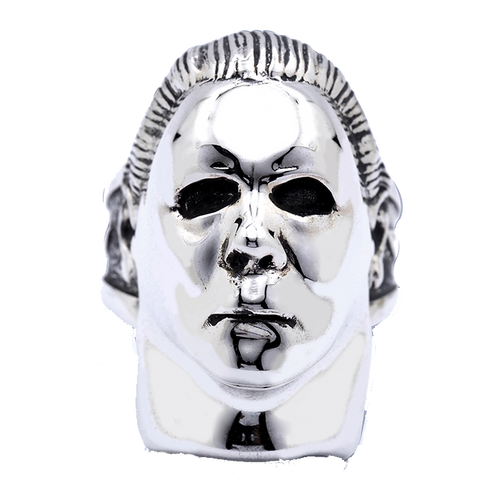 Halloween Michael Myers Silver-Plated Brass Ring