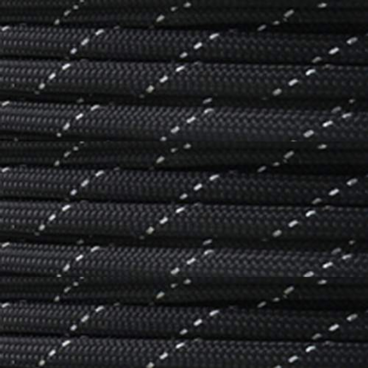 Black 550 Paracord (7-Strand) with Reflective Tracers