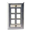 Face Plate with Label Fields 1 Gang 6 Port Stainless Steel