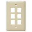 Multimedia Wall Plate Standard Size Rear-Loading 1 Gang 6 Port Light Almond