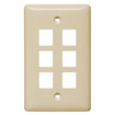 Hubbell Multimedia Wall Plate Standard Size Rear-Loading 1 Gang 6 Port Light Almond - NSP16LA