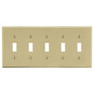 Hubbell Wallplate 5-Gang 5) Toggle Ivory - P5I