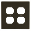 Hubbell Wallplate 2-Gang 2) Duplex Brown - P82