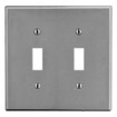 Hubbell Wallplate 2-Gang 2) Toggle Gray - P2GY