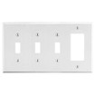 Hubbell Wallplate 4-Gang 3) Toggle 1) Decorator White - P326