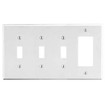 Hubbell Wallplate 4-Gang 3) Toggle 1) Decorator White - P326W