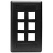 Hubbell Face Plate Rear-Loading 6 Port Single Gang Black