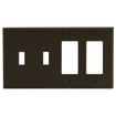 Hubbell Wallplate 4-Gang 2) Toggle 2) Decorator Brown - P226