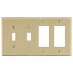 Hubbell Wallplate 4-Gang 2) Toggle 2) Decorator Brown - P2262
