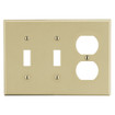 Hubbell PJ28I 3-Gang Toggle/Duplex Wallplate