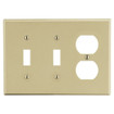 Hubbell PJ28I 3-Gang Toggle/Duplex Wallplate