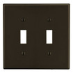 Hubbell Wallplate 2-Gang 2) Toggle Brown - P2