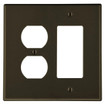 Hubbell Wallplate 2-Gang 1) Duplex 1) Decorator Brown - P826