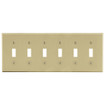 Hubbell Wallplate 6-Gang 6) Toggle Ivory - P6I